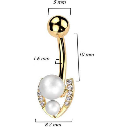 Piercing ombligo Herradura con Perlas y Circonitas