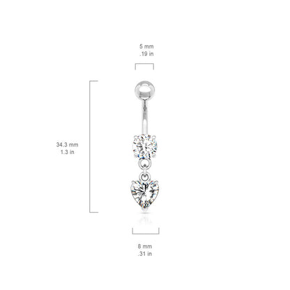 Bauchnabelpiercing Herz beweglich Zirkonia Silber