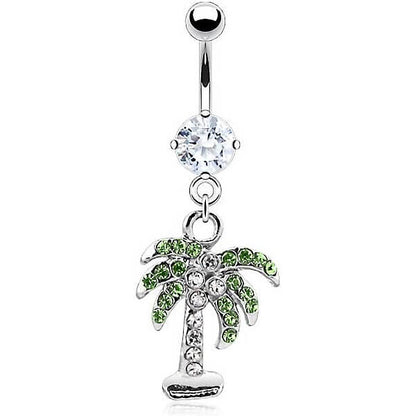 Belly Button Piercing Palm Tree dangle Zirconia