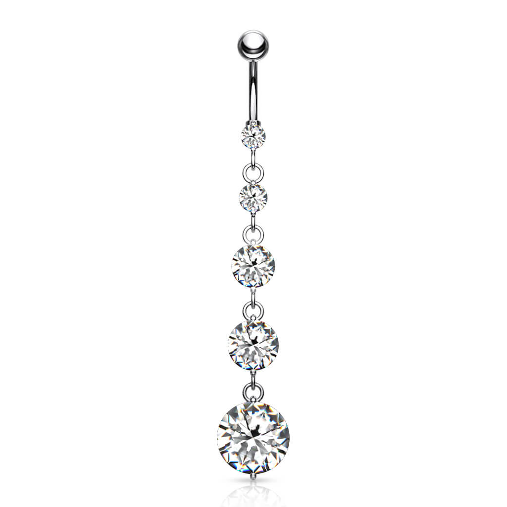 Piercing Ombelico Pendente d´argento e 5 Zirconi