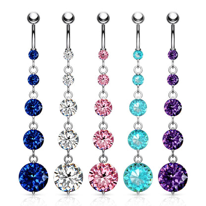 Belly Button Piercing 5 Zirconia dangle Silver