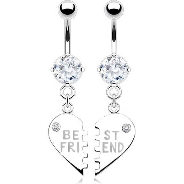 Piercing ombligo BEST FRIEND Corazón colgante Circonita