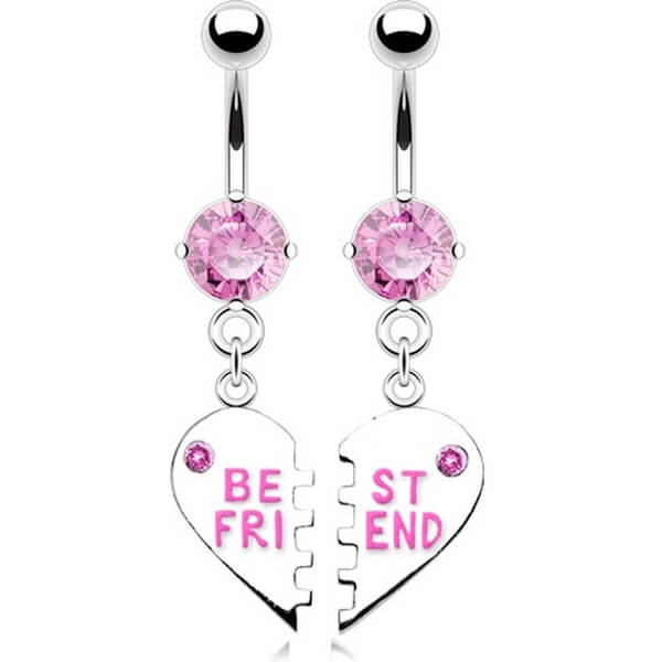 Piercing ombligo BEST FRIEND Corazón colgante Circonita