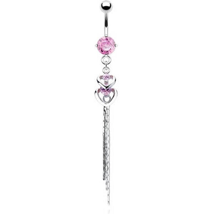 Belly Button Piercing Heart dangle Zirconia Silver