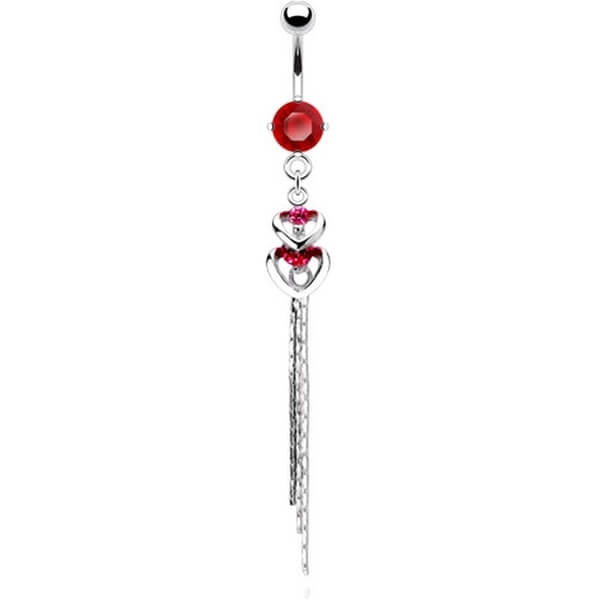 Belly Button Piercing Heart dangle Zirconia Silver