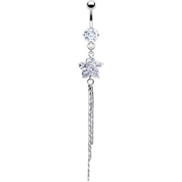 Piercing Nombril Pendentif Fleur Zircone