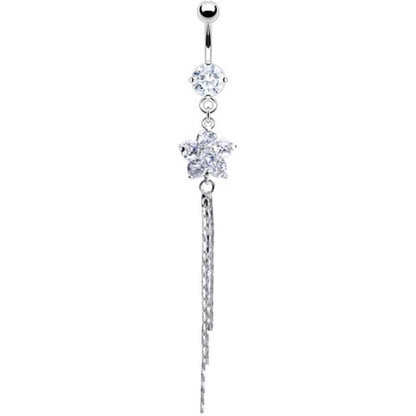 Piercing Nombril Pendentif Fleur Zircone