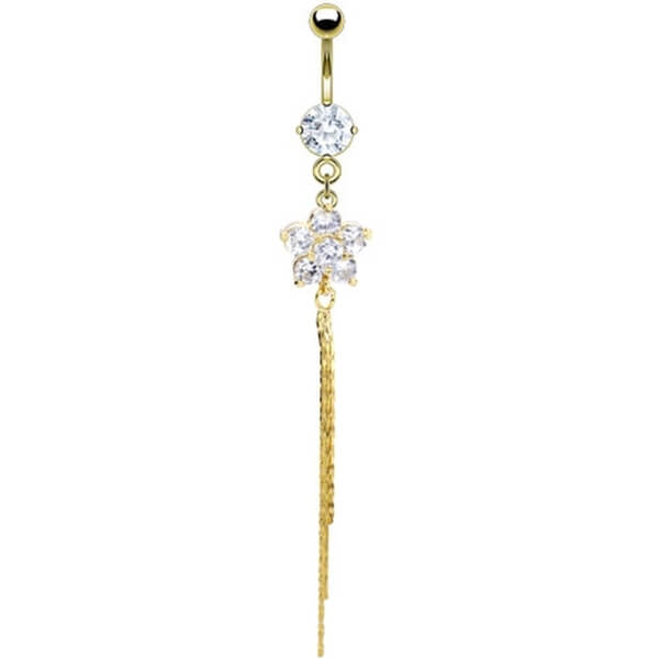 Piercing Nombril Pendentif Fleur Zircone