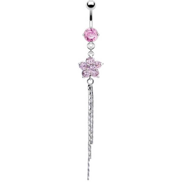 Piercing Nombril Pendentif Fleur Zircone