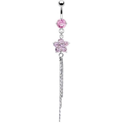 Belly Button Piercing Flower dangle Zirconia