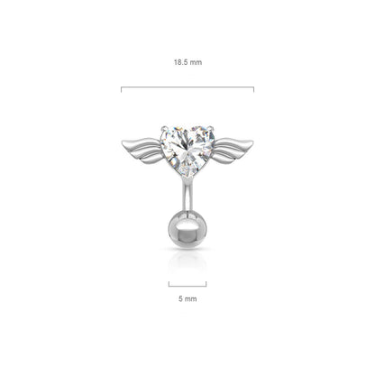 Belly Button Piercing Angel Wings Zirconia Silver