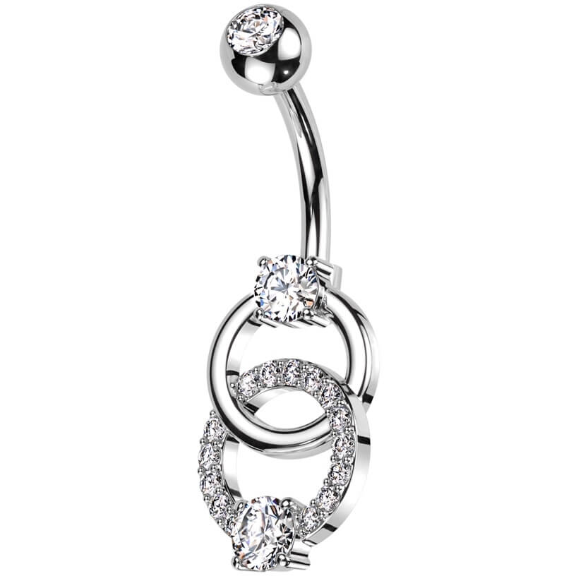 Piercing ombligo Doble Anillo de Circonitas