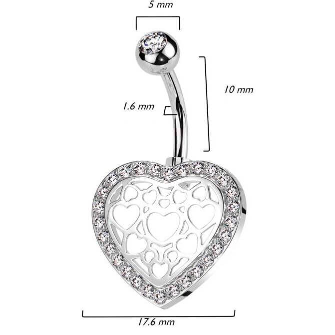 Belly Button Piercing heart zirconia