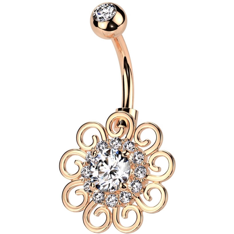 Belly Button Piercing flower zirconia