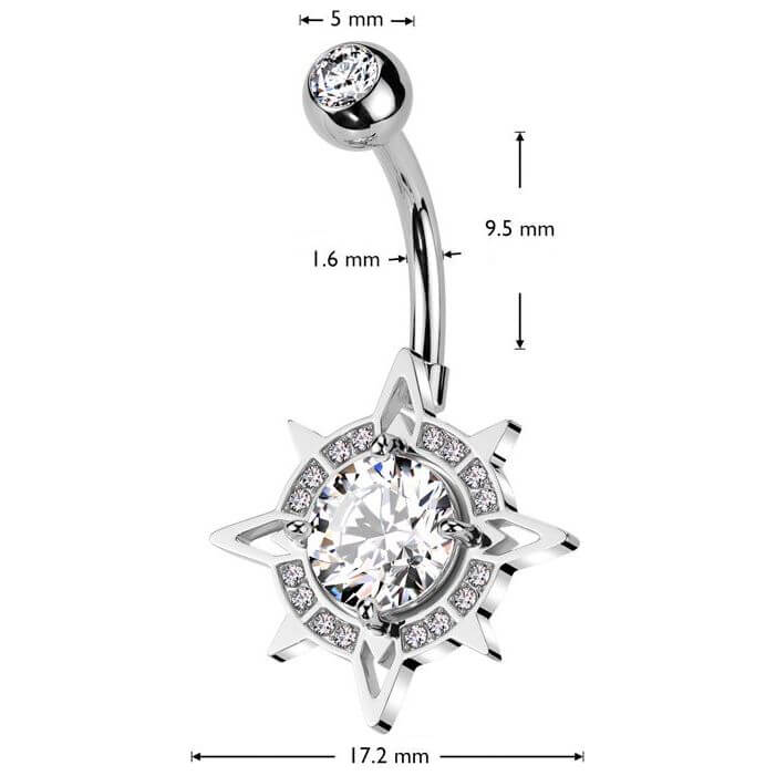 Bauchnabelpiercing Kompass Zirkonia