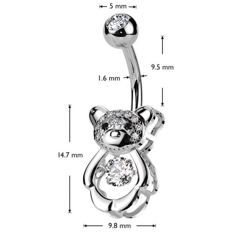 Belly Button Piercing bear zirconia