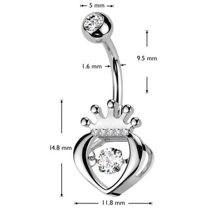 Bauchnabelpiercing Herz Krone Zirkonia