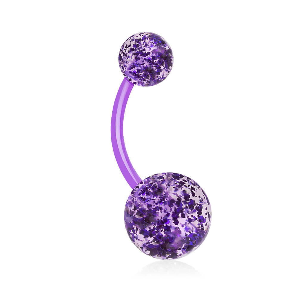 Piercing ombligo Bola Acrílica Purpurina Ultra