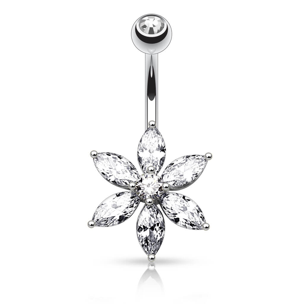 Bauchnabelpiercing Blume Zirkonia