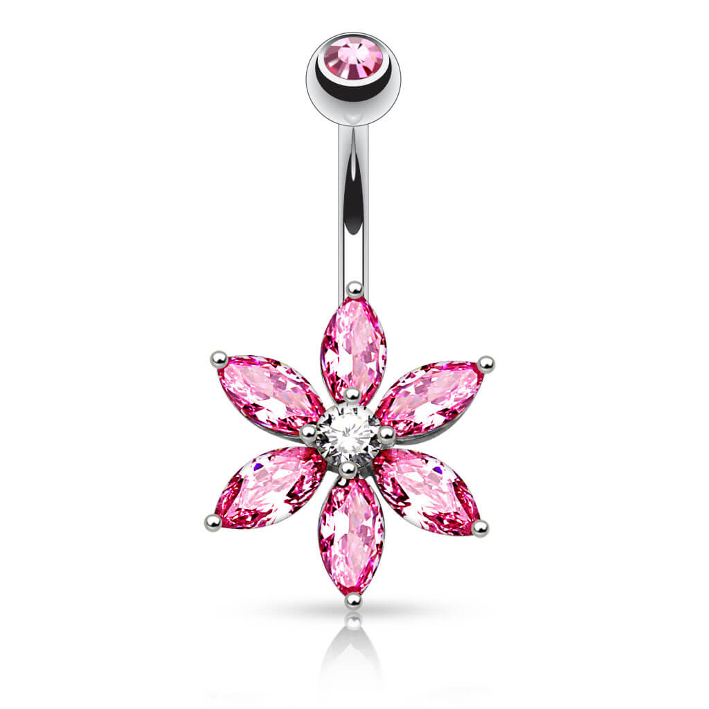 Piercing Nombril Fleur Zircone