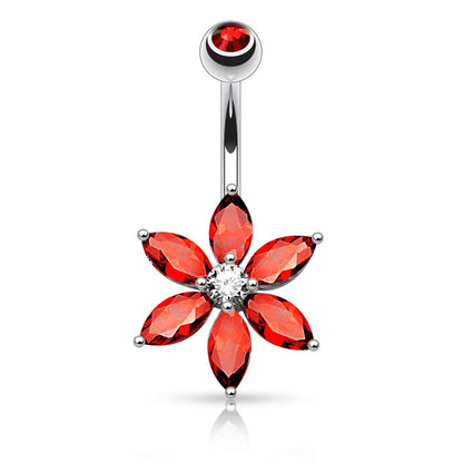 Piercing Nombril Fleur Zircone