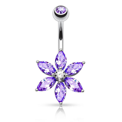 Piercing Nombril Fleur Zircone