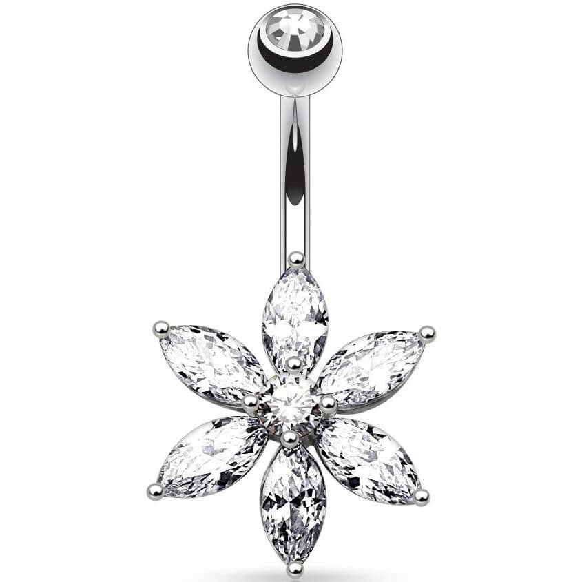 Belly Button Piercing Flower Zirconia