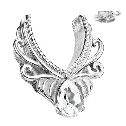 Tunnel Filigree Saddle Drop Zirconia Silver