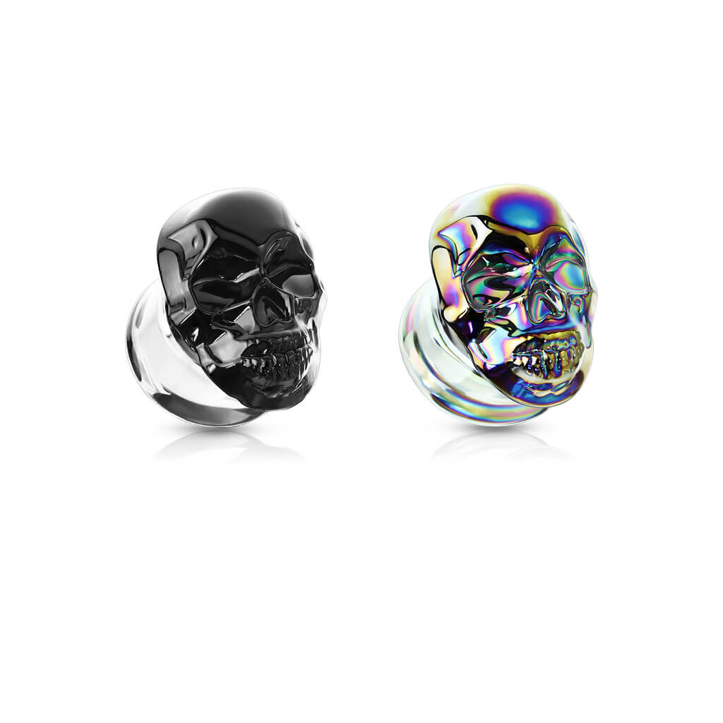 Cristal Plug Calavera de vidrio negro