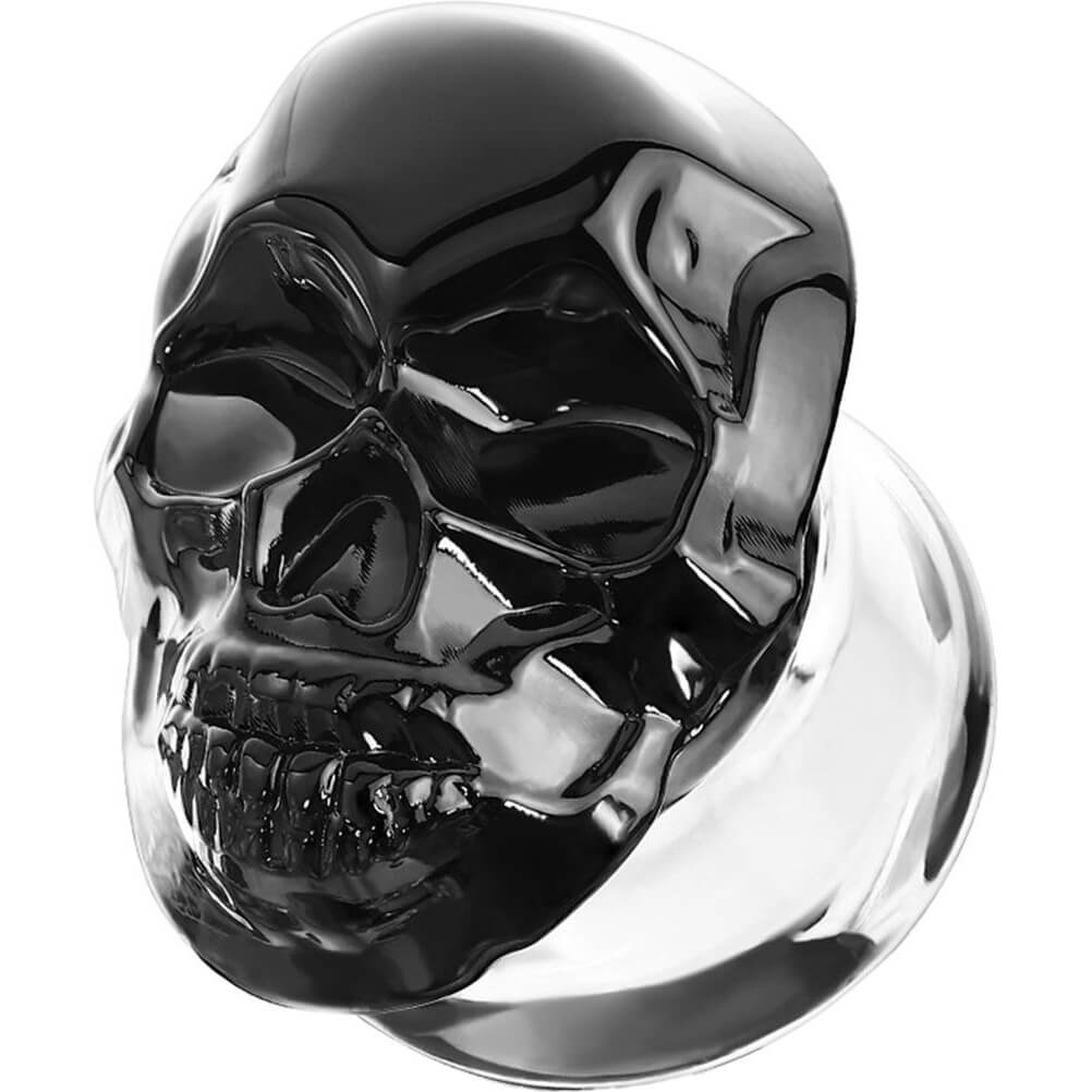 Cristal Plug Calavera de vidrio negro