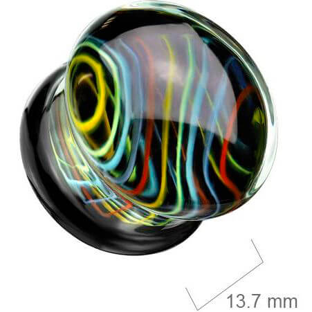 Glass Plug Rainbow swirl