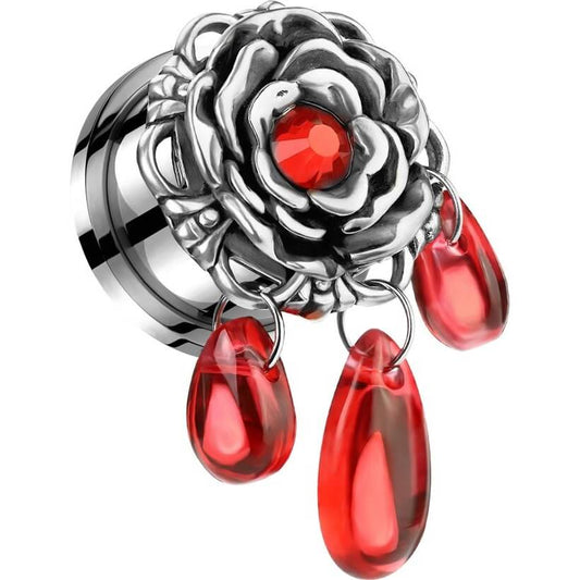 Plug rose red glass dangle