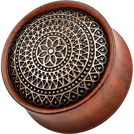 Plug Tribal Flower Rose Wood