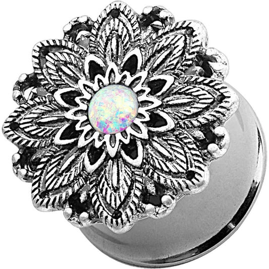 Plug Fleur Opale Argent