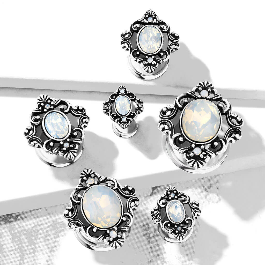 Plug Oval Opal Silver