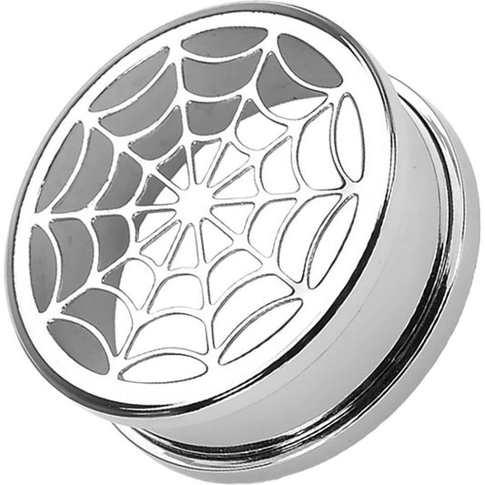 Tunnel Spider Web Silver Internally Threaded