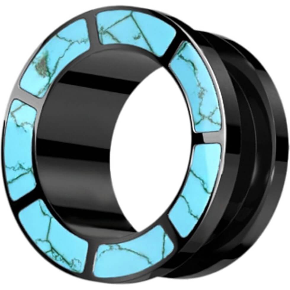 Tunnel Black Turquoise Internally Threaded