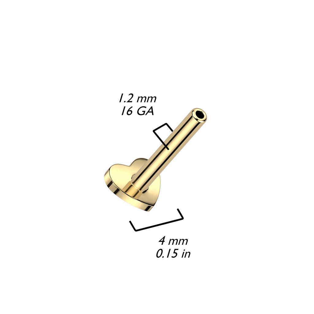 Titanium labret base heart base 3mm Internally Threaded