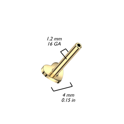 Titanium labret base heart base 3mm Internally Threaded