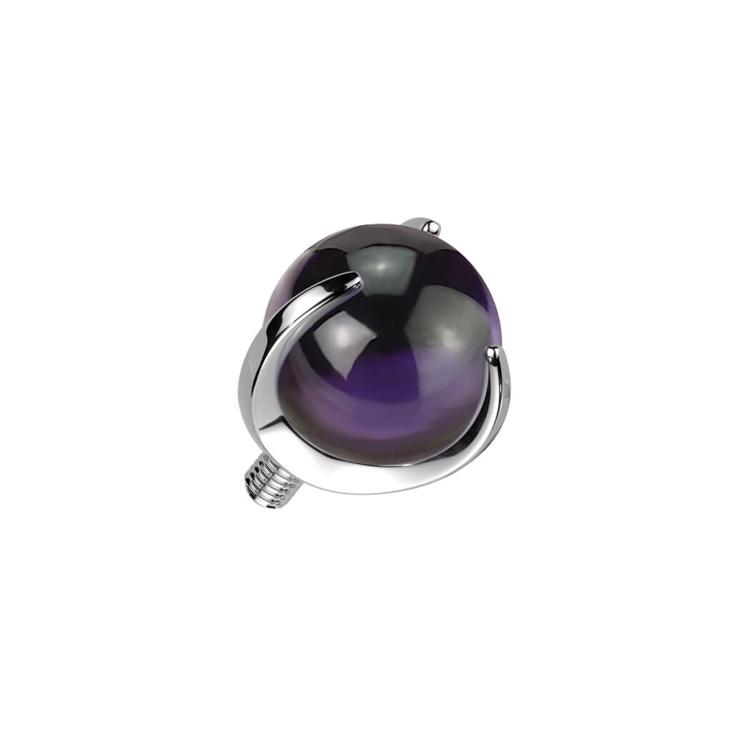 Titanium top ball semi-precious stone Internally Threaded