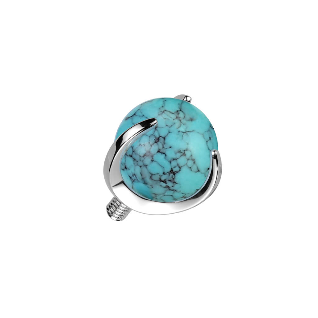 Titanium top ball semi-precious stone Internally Threaded