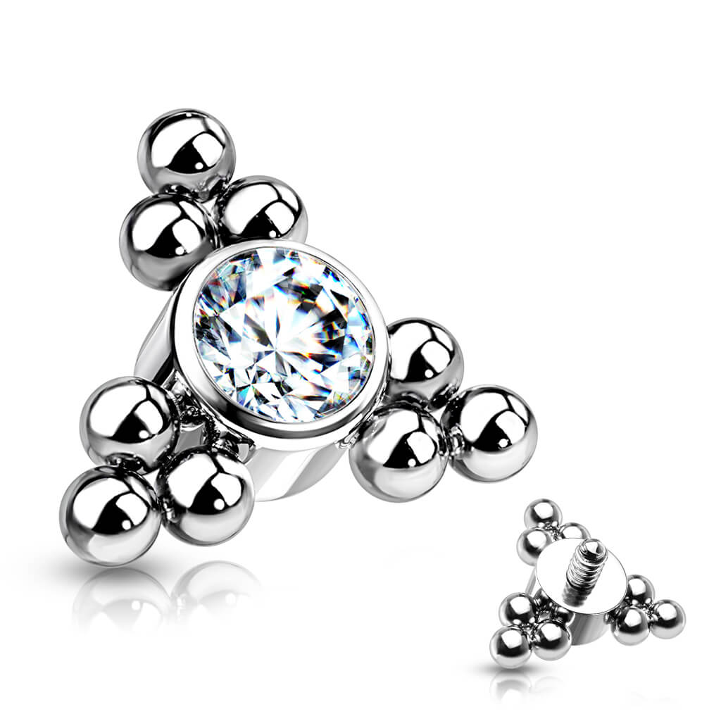 Titanium top zirconia bezel setting beaded balls Internally Threaded