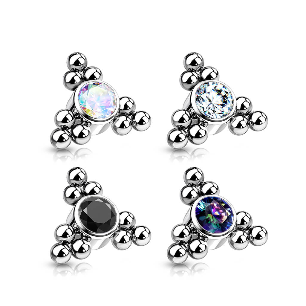 Titanium top zirconia bezel setting beaded balls Internally Threaded