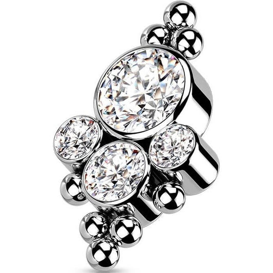 Titanium top 4 zirconias beaded ball edge Internally Threaded