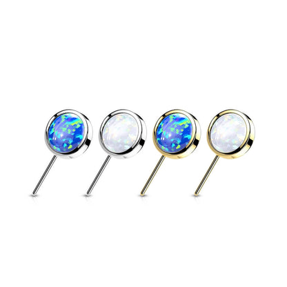 14 Karat Gold Top Opal Rund Gelbgold Weißgold Push-In