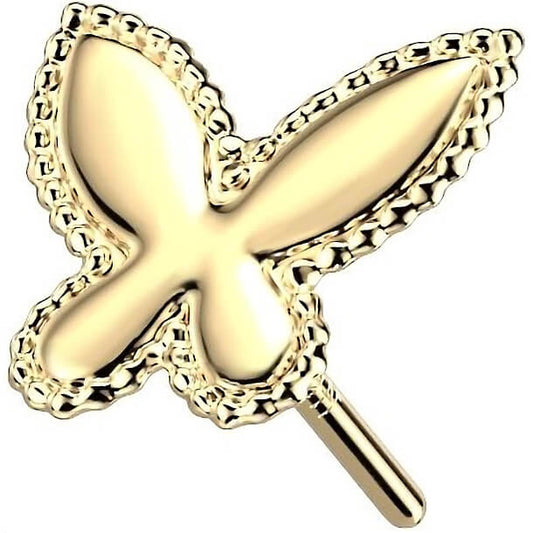 Or 14kt Embout Embout Papillon Enfoncer