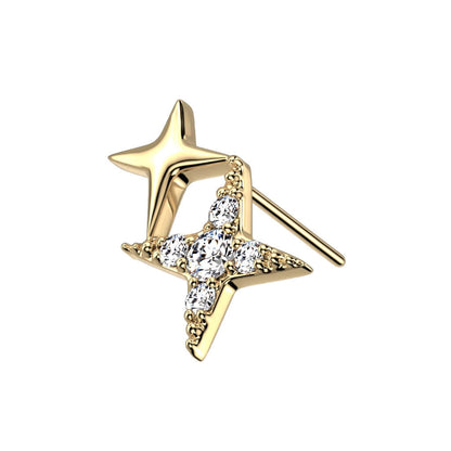 Oro 14kt Top Circonitas Estrellas Push In