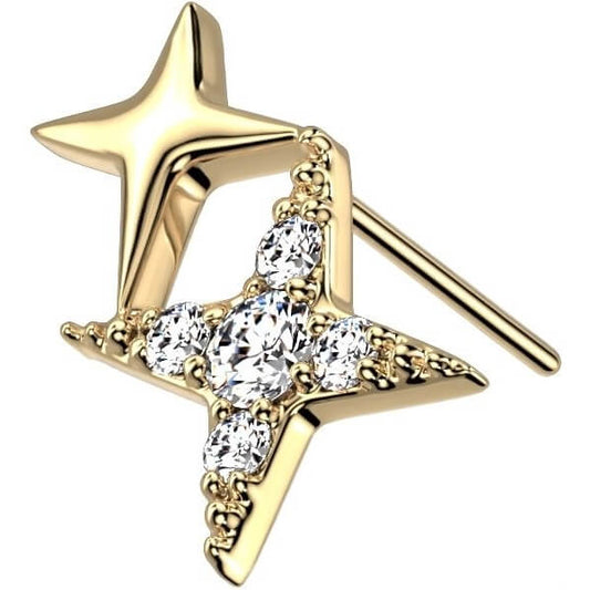 Oro 14kt Top Circonitas Estrellas Push In