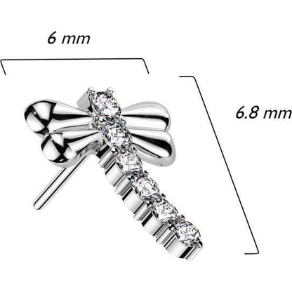 Solid Gold 14 Carat top dragonfly zirconia Push-In