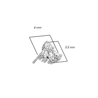 Oro 14 kt Superiore a 4 Zirconi Push-In